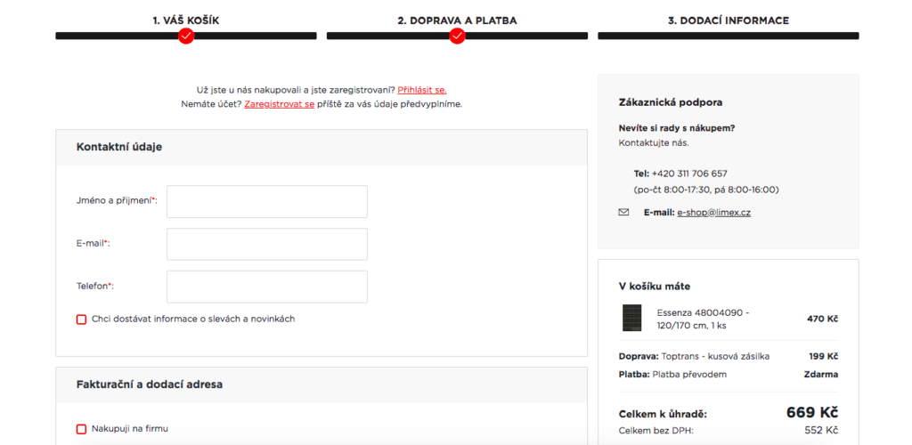 krátky nákupní proces při nákupu online od InspiShop